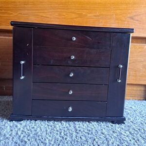 Wood Jewelry Chest Organizer in Dark Brown